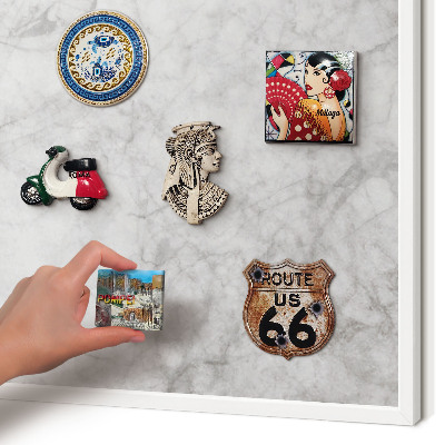 Decorative magnet board with a white frame Gray marble