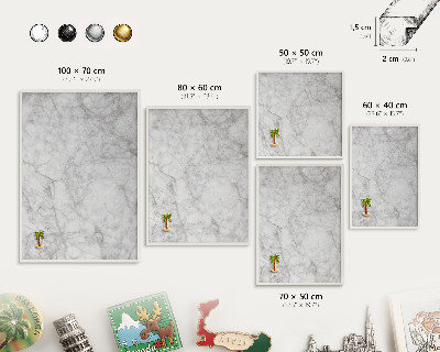 Decorative magnet board with a white frame Gray marble