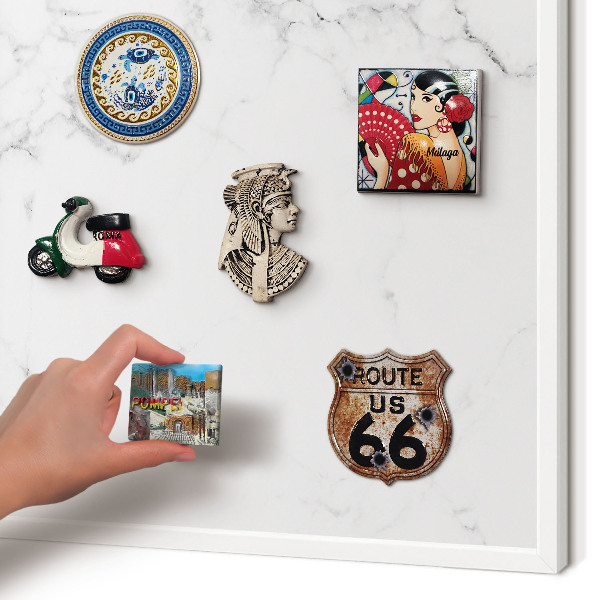Decorative magnet board with a white frame Marble pattern