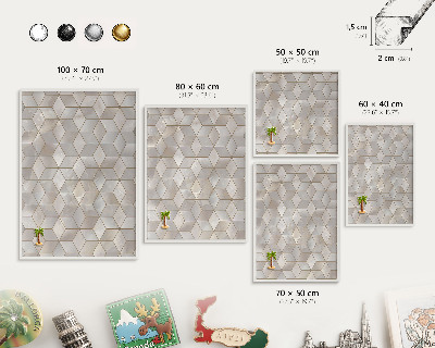 Magnetic board for travel magnets in a white frame Cubic background