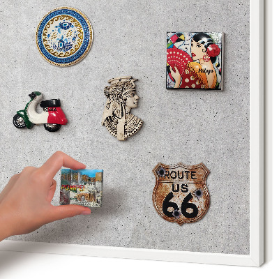 Decorative magnet board with a white frame Gray texture