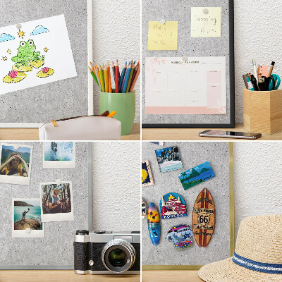 Decorative magnet board with a white frame Gray texture