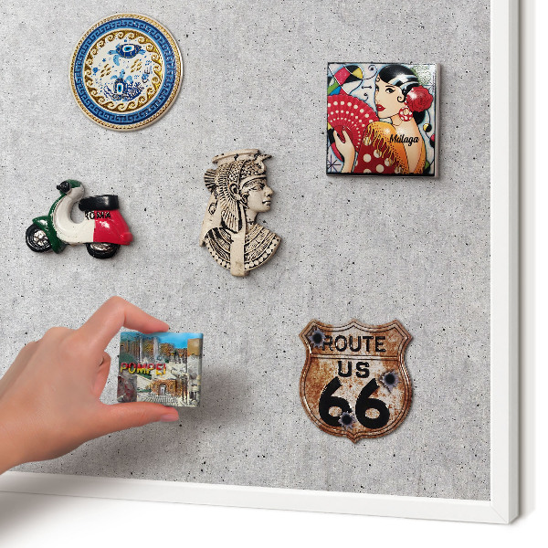 Decorative magnet board with a white frame Gray texture