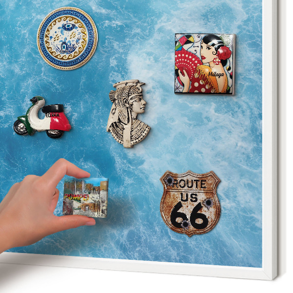 Decorative magnet board with a white frame Ocean waves