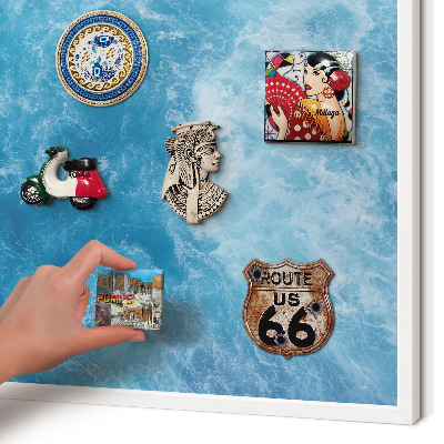 Decorative magnet board with a white frame Ocean waves