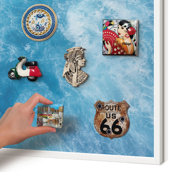 Decorative magnet board with a white frame Ocean waves