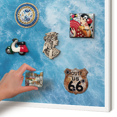Decorative magnet board with a white frame Ocean waves
