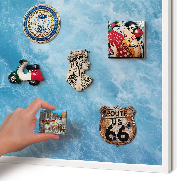 Decorative magnet board with a white frame Ocean waves