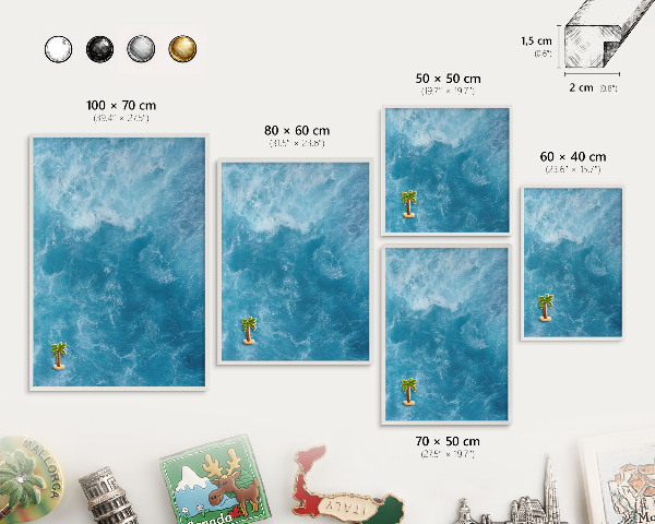 Decorative magnet board with a white frame Ocean waves