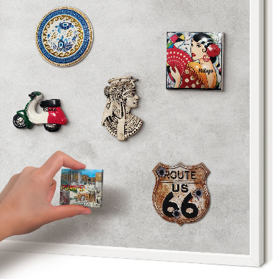 Magnetic board for travel magnets in a white frame Gray elegance