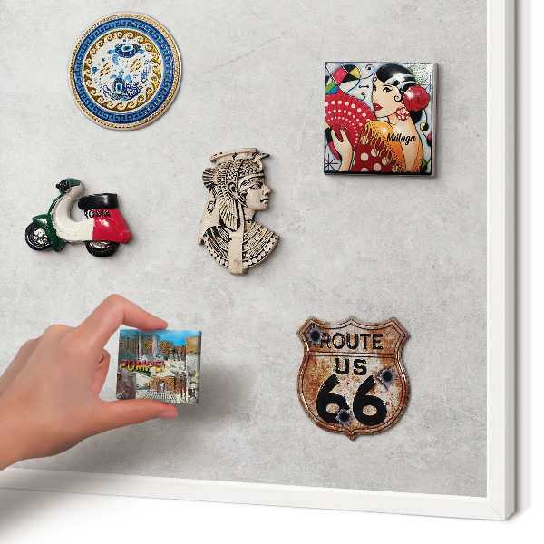 Magnetic board for travel magnets in a white frame Gray elegance