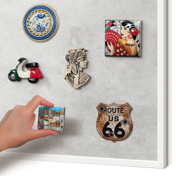 Magnetic board for travel magnets in a white frame Gray elegance