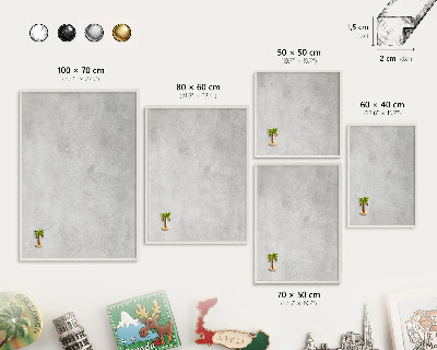 Magnetic board for travel magnets in a white frame Gray elegance