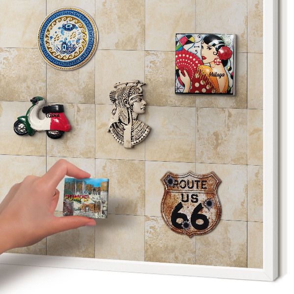 Decorative magnet board with a white frame Neutral elegance