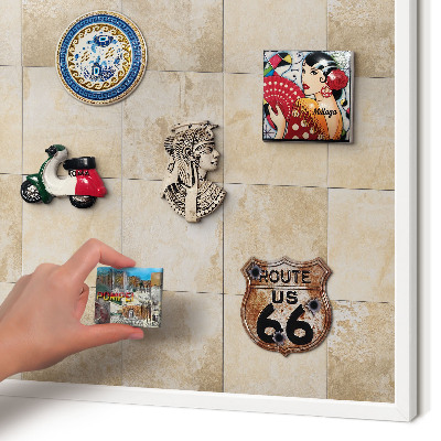 Decorative magnet board with a white frame Neutral elegance