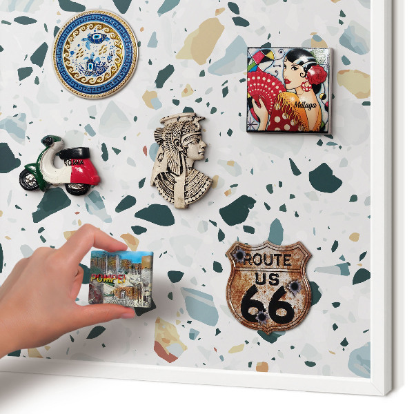 Magnetic board for travel magnets in a white frame Dynamic patterns