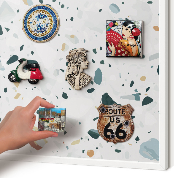 Magnetic board for travel magnets in a white frame Dynamic patterns