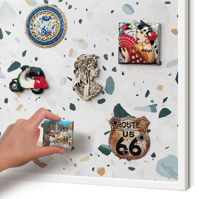 Magnetic board for travel magnets in a white frame Dynamic patterns
