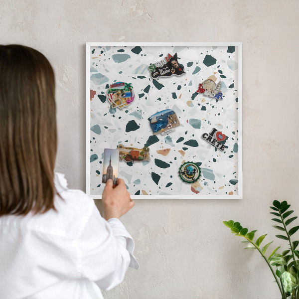 Magnetic board for travel magnets in a white frame Dynamic patterns