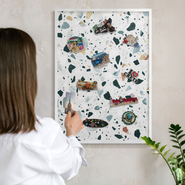 Magnetic board for travel magnets in a white frame Dynamic patterns