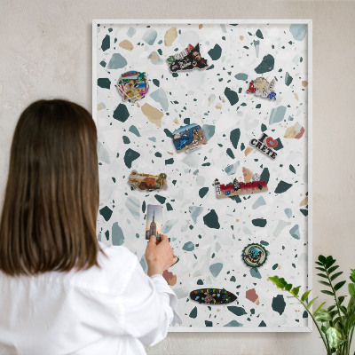 Magnetic board for travel magnets in a white frame Dynamic patterns