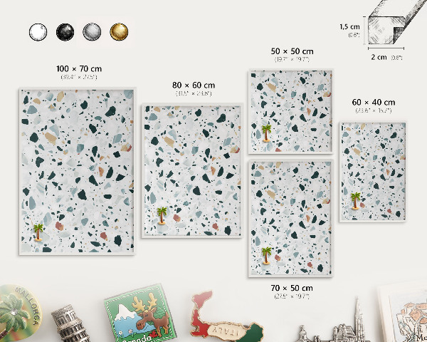 Magnetic board for travel magnets in a white frame Dynamic patterns