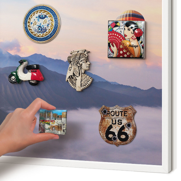 Magnetic board for travel magnets in a white frame Sky Journey