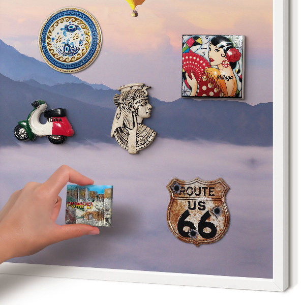 Magnetic board for travel magnets in a white frame Sky Journey