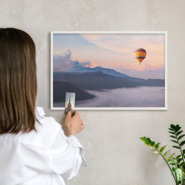 Magnetic board for travel magnets in a white frame Sky Journey
