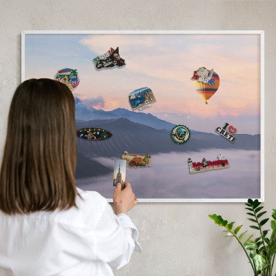 Magnetic board for travel magnets in a white frame Sky Journey