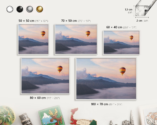Magnetic board for travel magnets in a white frame Sky Journey
