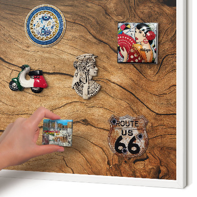 Decorative magnet board with a white frame Wood grain