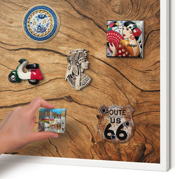 Decorative magnet board with a white frame Wood grain