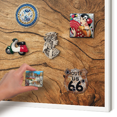 Decorative magnet board with a white frame Wood grain