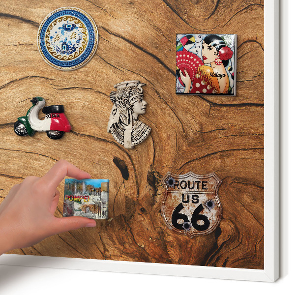 Decorative magnet board with a white frame Wood grain