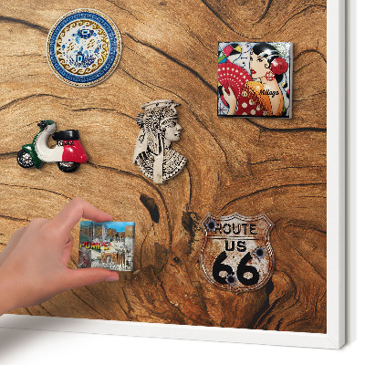 Decorative magnet board with a white frame Wood grain