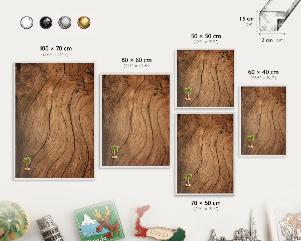 Decorative magnet board with a white frame Wood grain