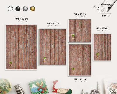Magnetic board for travel magnets in a white frame Brick wall
