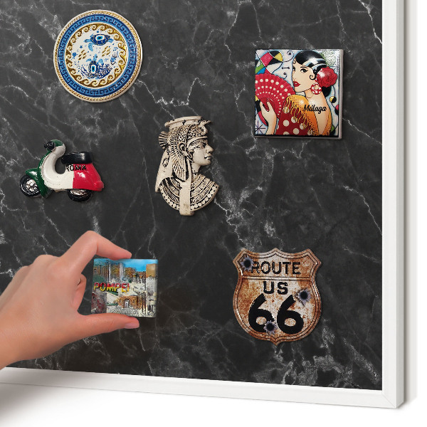 Decorative magnet board with a white frame Marble elegance