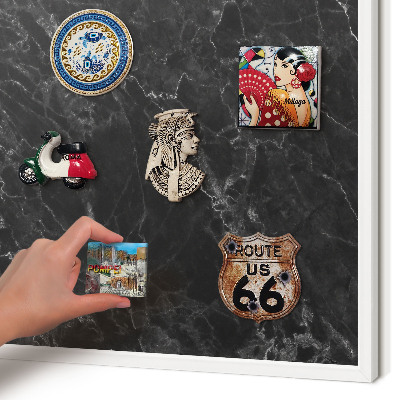 Decorative magnet board with a white frame Marble elegance