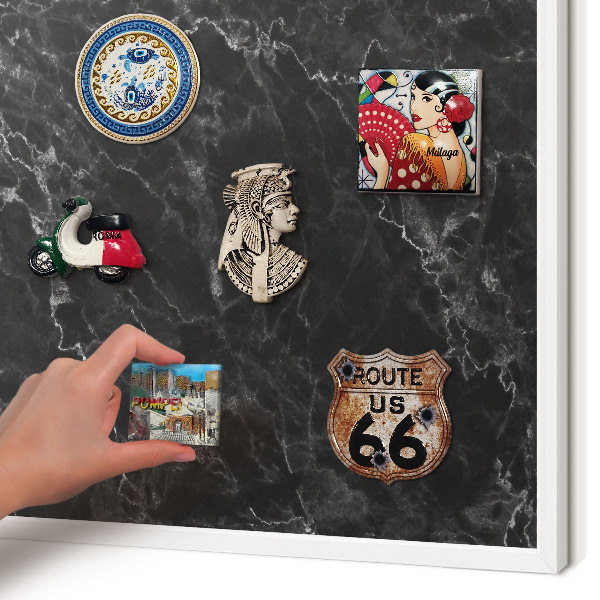 Decorative magnet board with a white frame Marble elegance