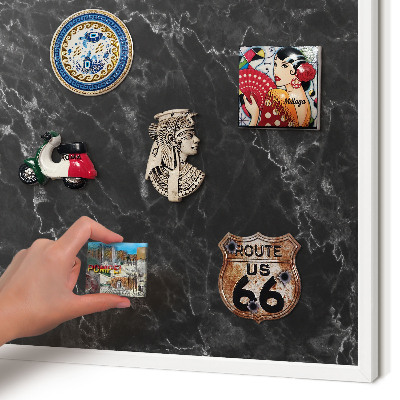 Decorative magnet board with a white frame Marble elegance