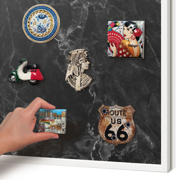 Decorative magnet board with a white frame Marble elegance