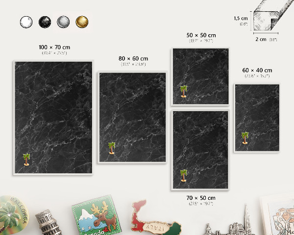 Decorative magnet board with a white frame Marble elegance
