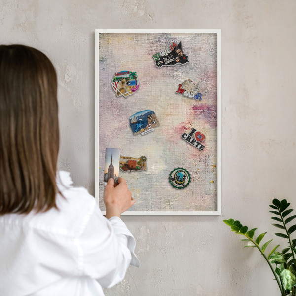 Decorative magnet board with a white frame Pastel abstraction