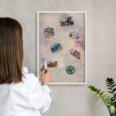 Decorative magnet board with a white frame Pastel abstraction