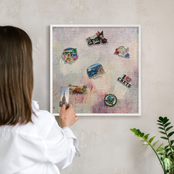 Decorative magnet board with a white frame Pastel abstraction