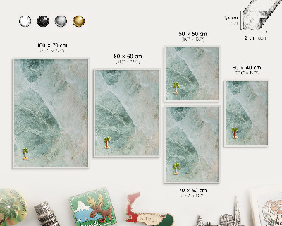 Magnetic board for travel magnets in a white frame Green textures