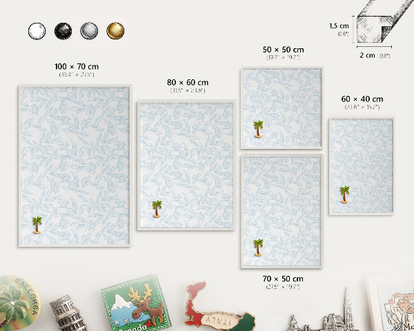 Decorative magnet board with a white frame Light theme