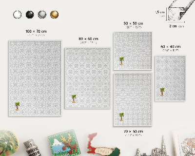 Magnetic board for travel magnets in a white frame Geometric symmetry